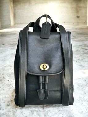 Coach Vintage Black Leather Mini Backpack